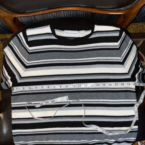 alfred dunner black & white striped short sleeve - Picture 4 of 5